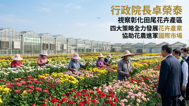 行政院長卓榮泰視察彰化田尾花卉產區　四大策略全力發展花卉產業拓展國際市場