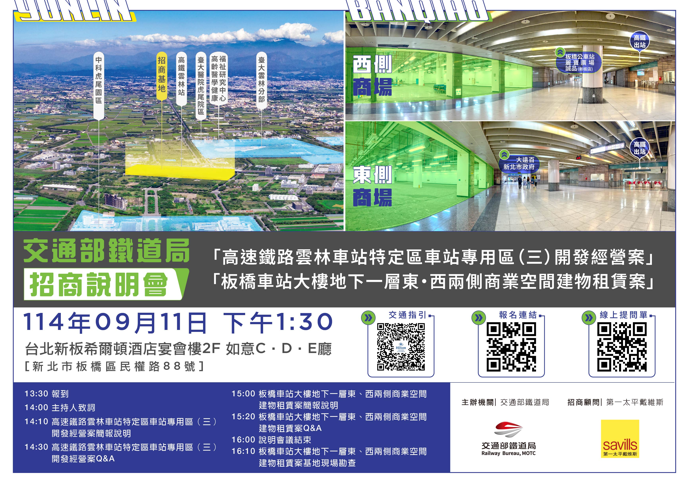投資熱區來了！高鐵雲林車站與板橋車站招商說明會釋出開發經營案打造商業新亮點