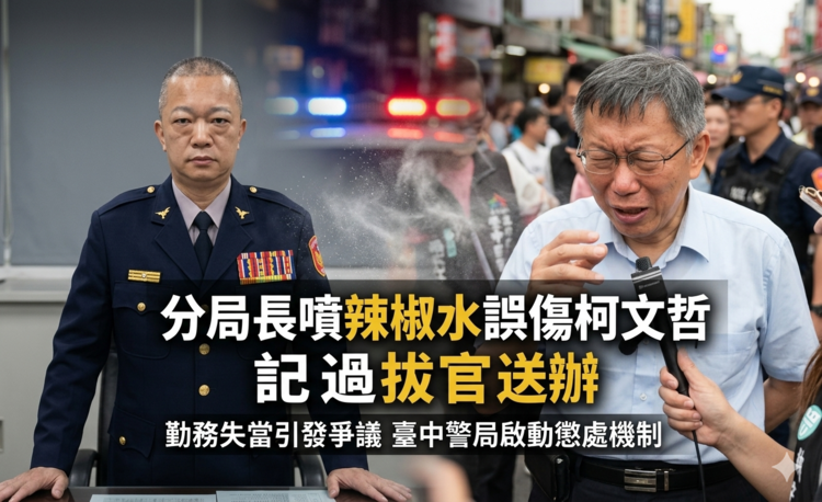 臺中市警局分局長噴辣椒水誤傷柯文哲多人　記過拔官並送辦傷害罪爭議延燒