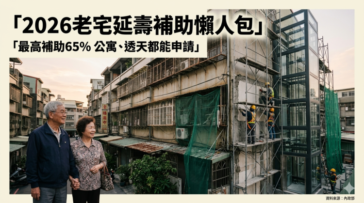 2026老宅延壽補助懶人包正式上路　最高補助上看960萬　4至6樓公寓與透天申請條件一次看懂