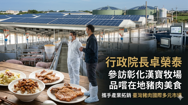 行政院長卓榮泰參訪彰化漢寶牧場　品嚐在地豬肉美食推動拓銷國際多元市場